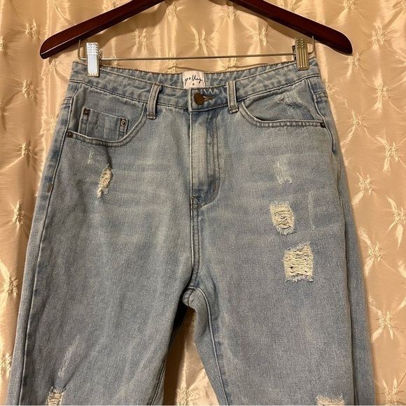 Princess Polly Erissa Knee Rip Jeans Light Wash Denim Relaxed Straight - Picture 4 of 16